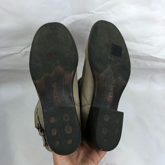 Report Bernsen moto booties boots beige leather 8 - Picture 6 of 10